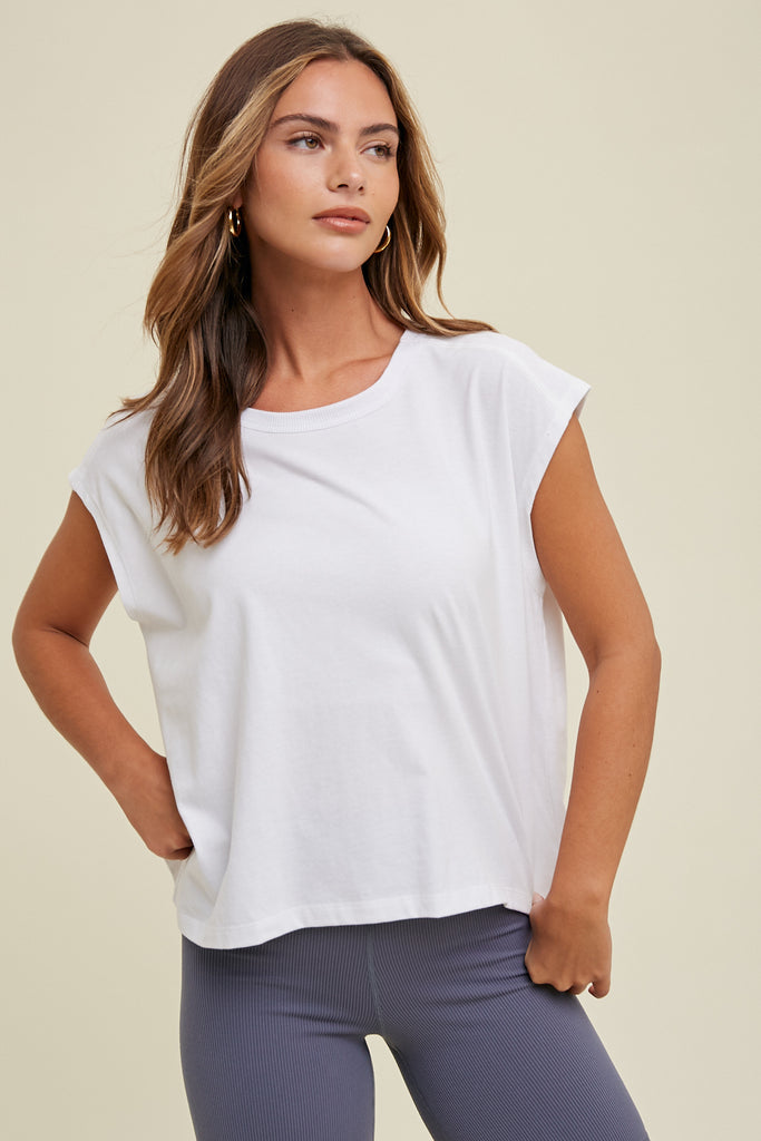 RELAXED CROP MUSCLE TEE WHITE