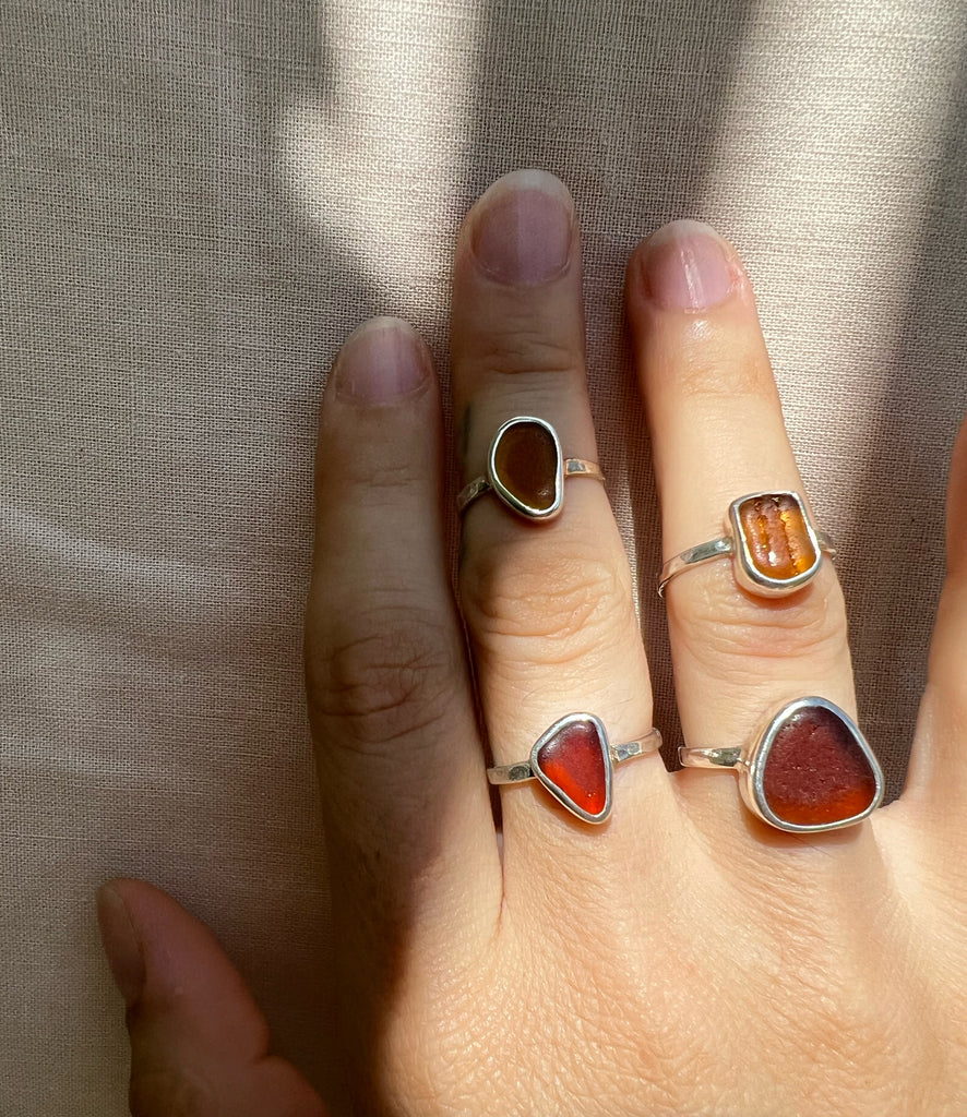 Brown Sea Glass Ring