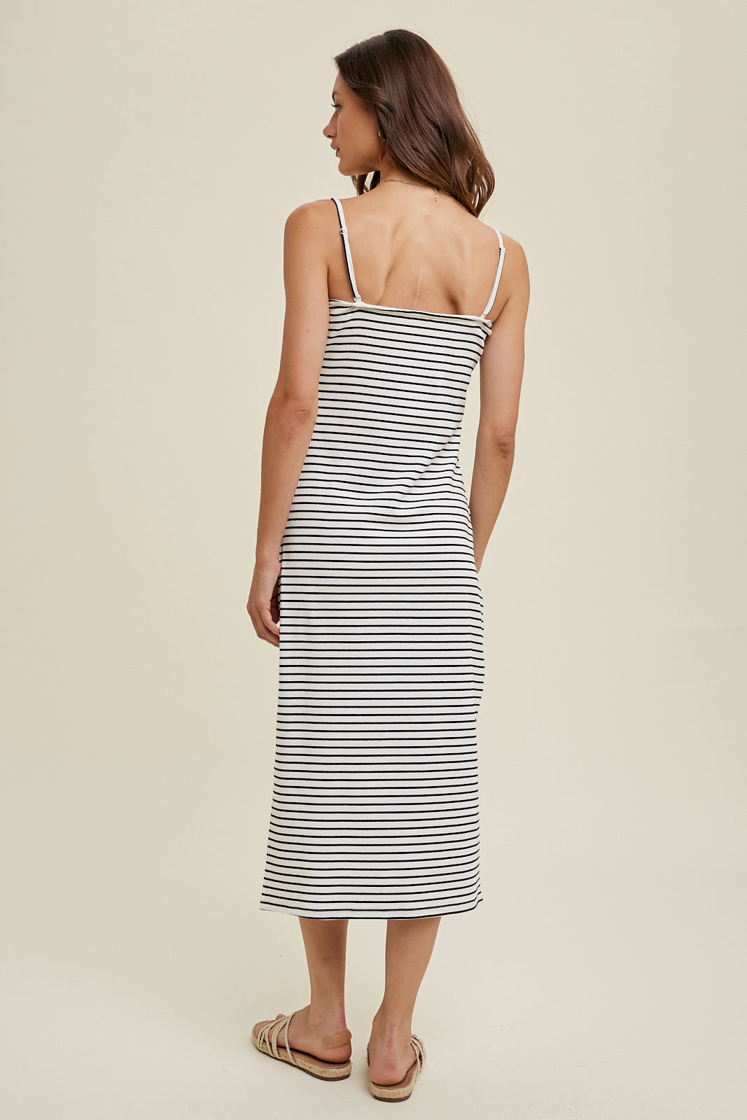 SOFT KNIT MIDI DRESS STRIPED