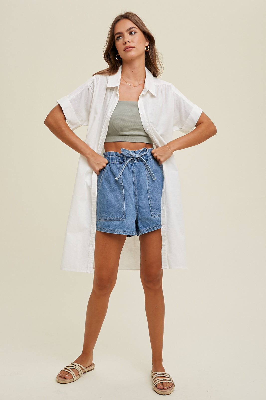 SHIRT MINI DRESS WITH CUFF DETAIL