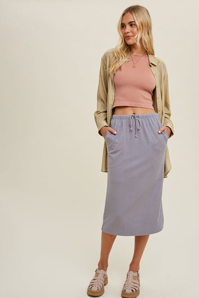 Fench Terry Midi Skirt Slate