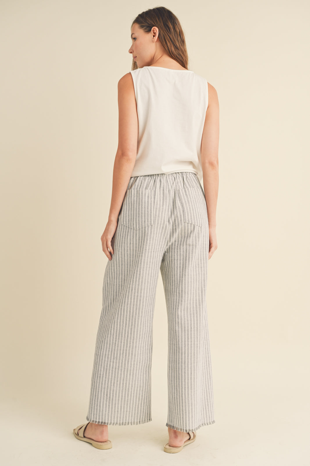 STRIPED LINEN PANTS BLUE