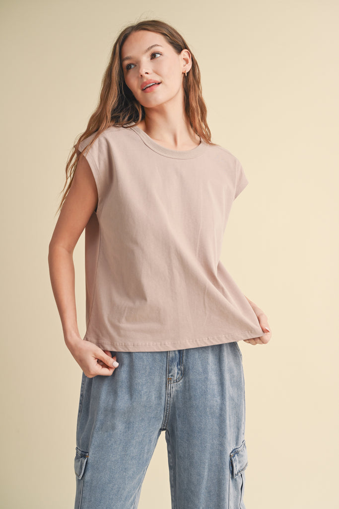 RELAXED CROP MUSCLE TEE MINK