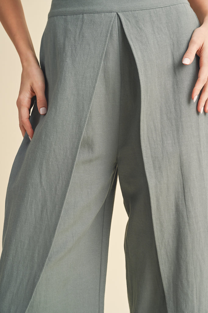 LINEN PANTS WITH SLIT DETAIL MINT