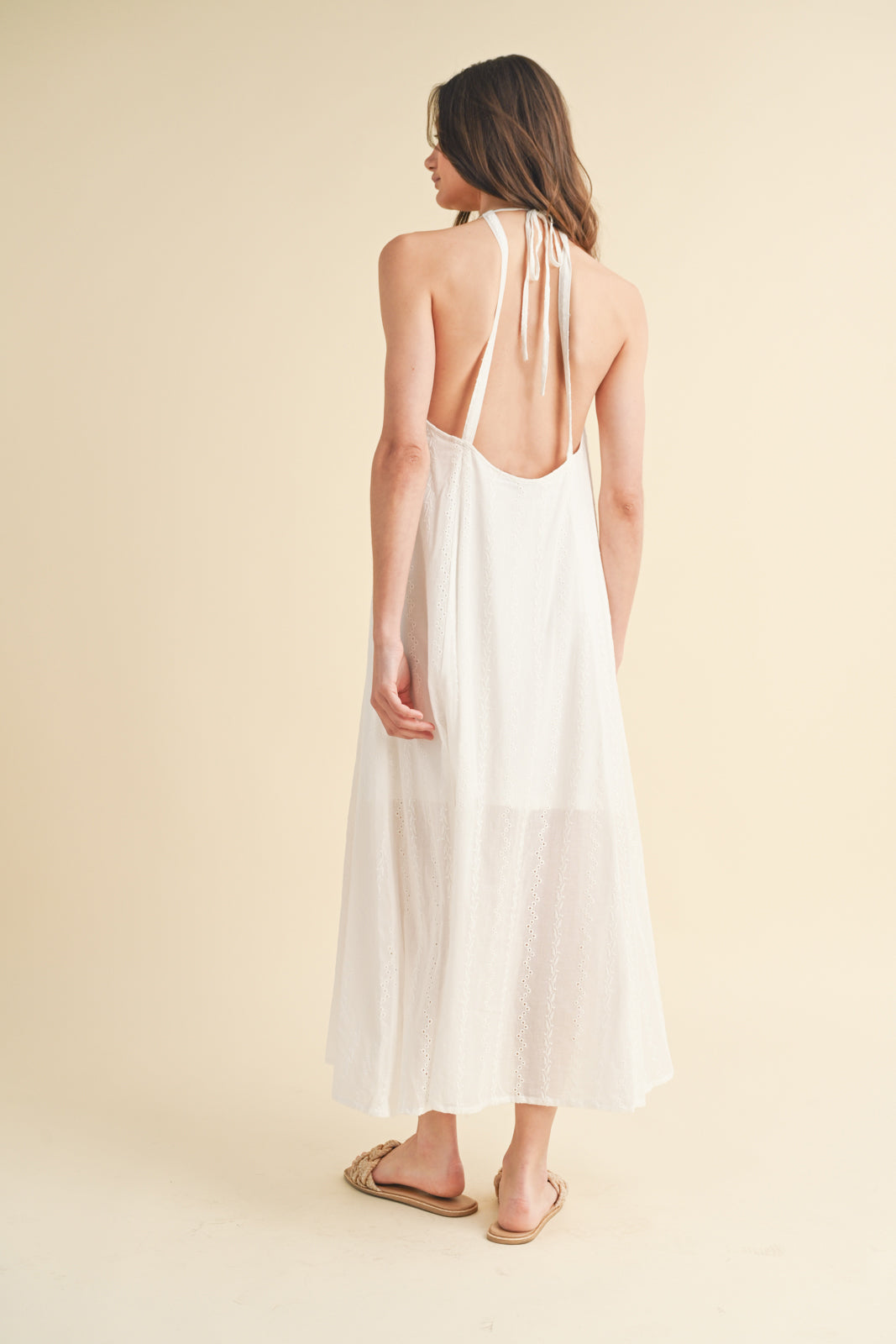 OPEN BACK DETAIL MIDI DRESS WHITE