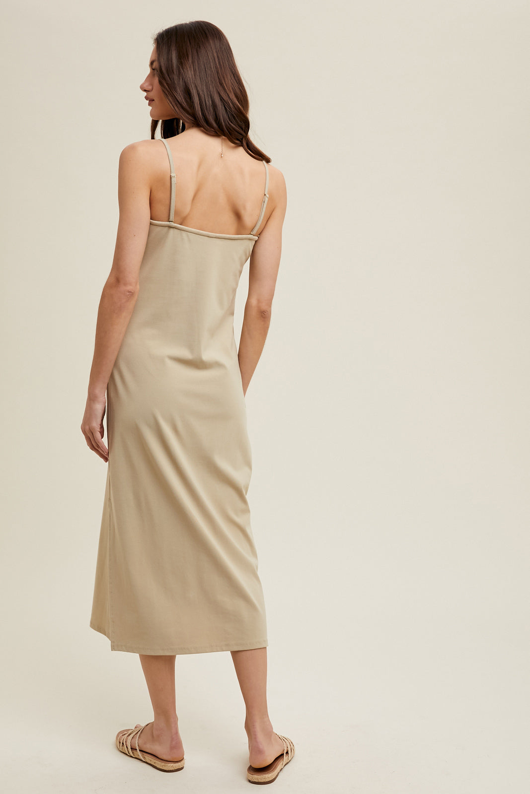 SOFT KNIT MIDI DRESS KHAKI