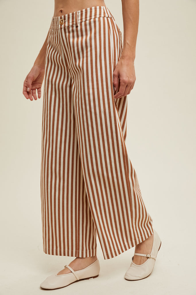 STRIPED WIDE LEG PANTS