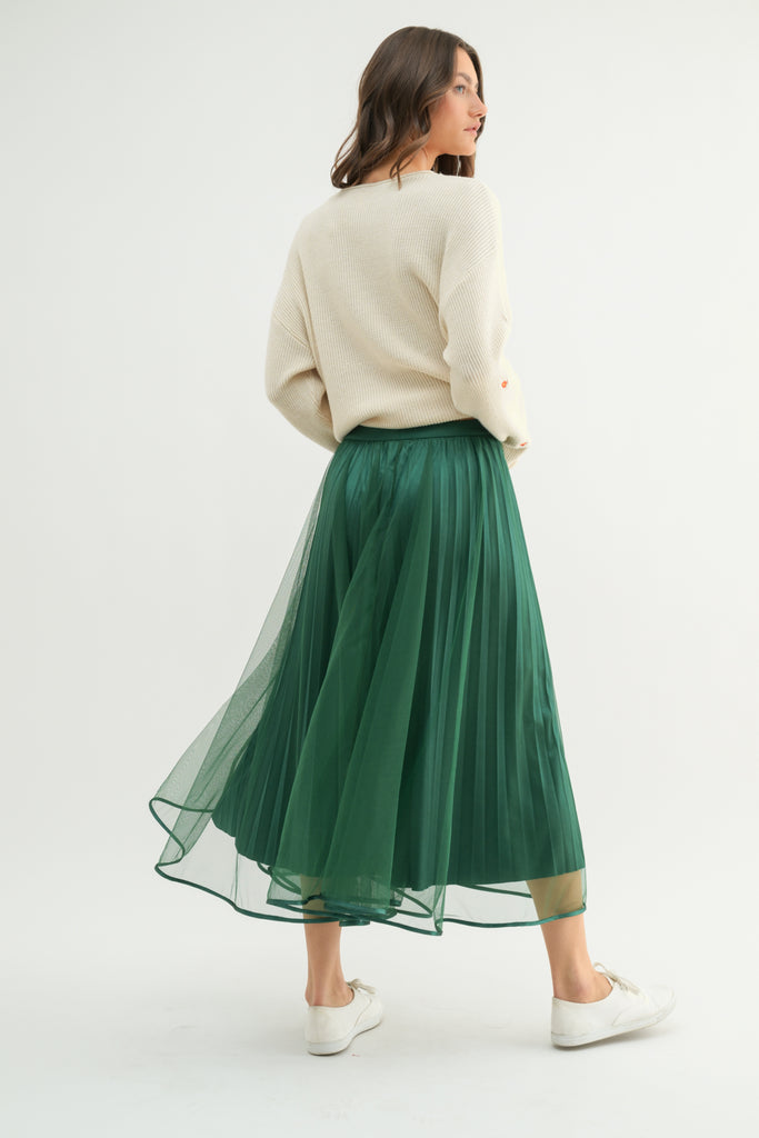 TULLE MIDI SKIRT GREEN