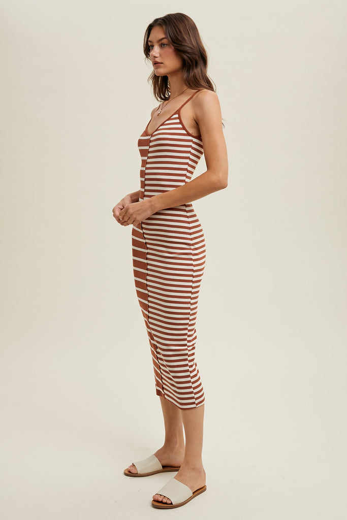 MULTI-COLOR STRIPED KNIT CAMI DRESS