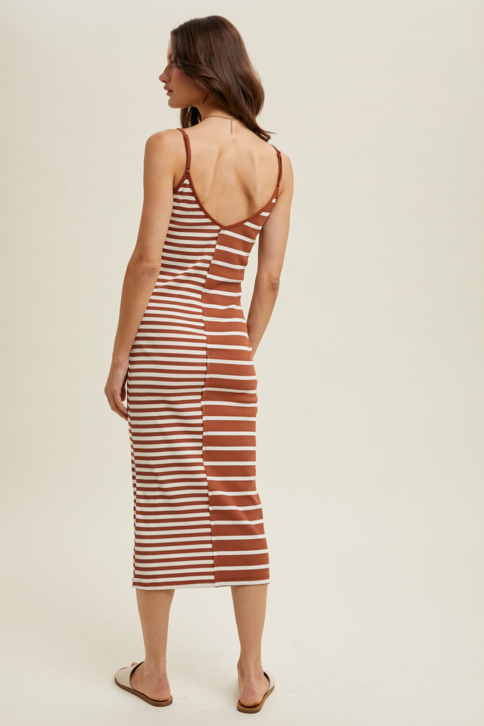 MULTI-COLOR STRIPED KNIT CAMI DRESS