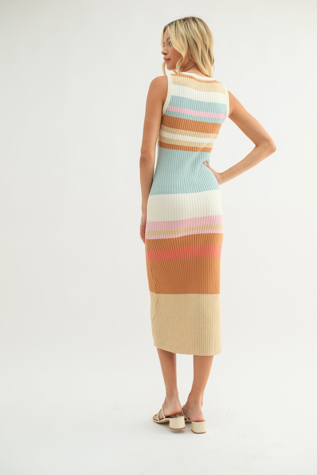 COLORBLOCK SWEATER TANK MIDI DRESS Pink