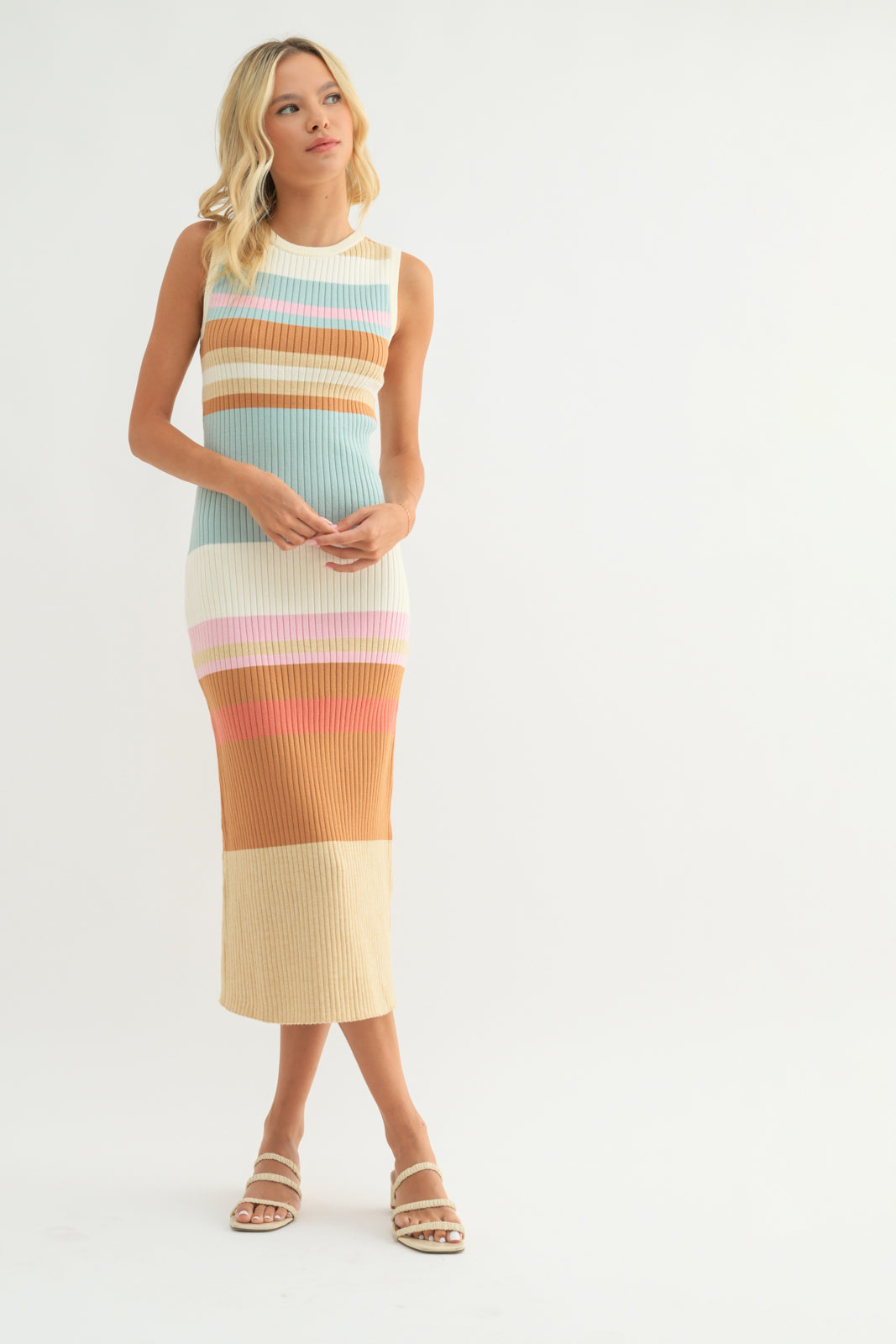 COLORBLOCK SWEATER TANK MIDI DRESS Pink