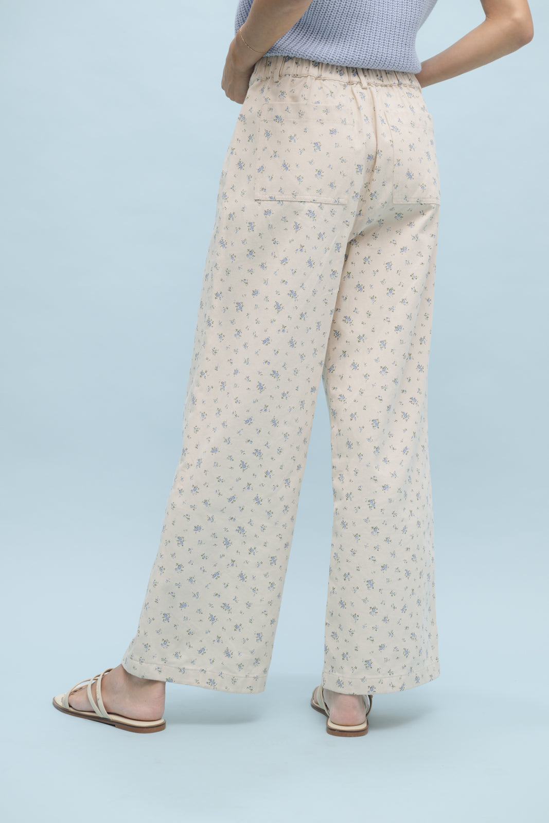 FLORAL PANTS TAUPE/BLUE