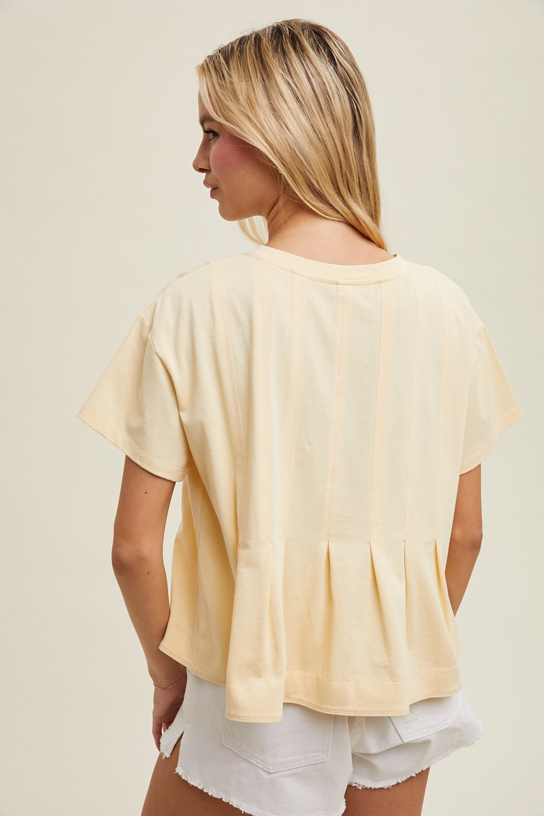 PLEATED DETAIL KNIT TOP Butter