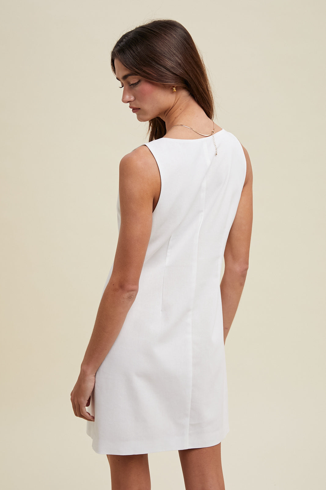 BUTTON-UP LINEN MINI DRESS