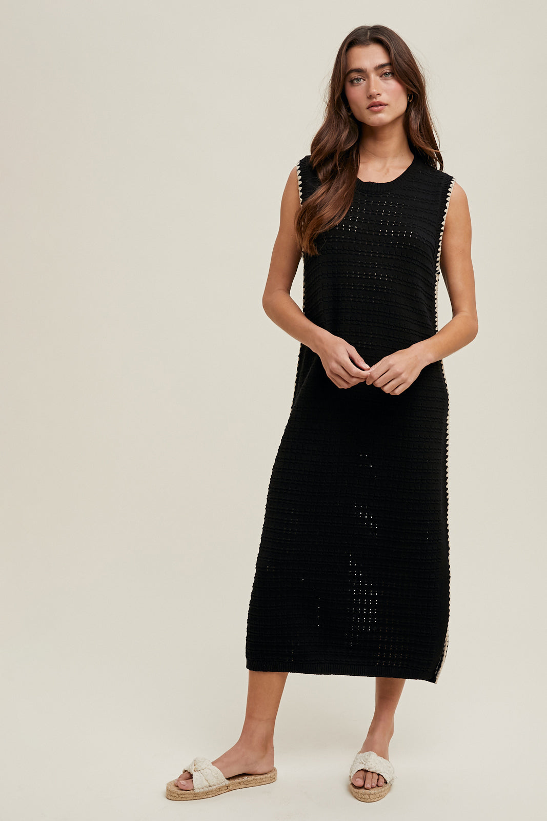 TEXTURED SWEATER TANK MIDI DRESS