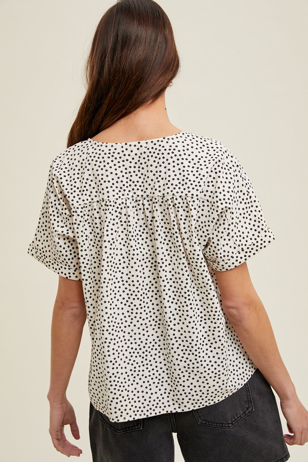BOXY FLORAL BUTTON-UP BLOUSE