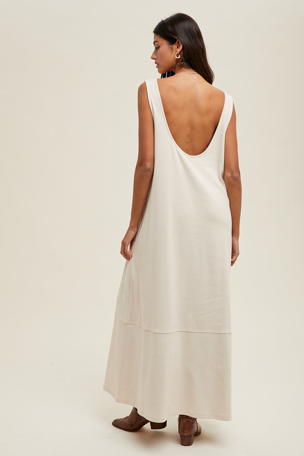 COTTON OPEN BACK KNIT MIDI DRESS