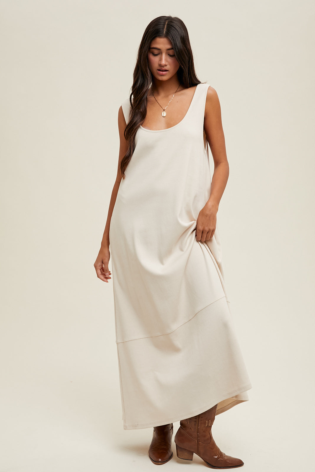COTTON OPEN BACK KNIT MIDI DRESS