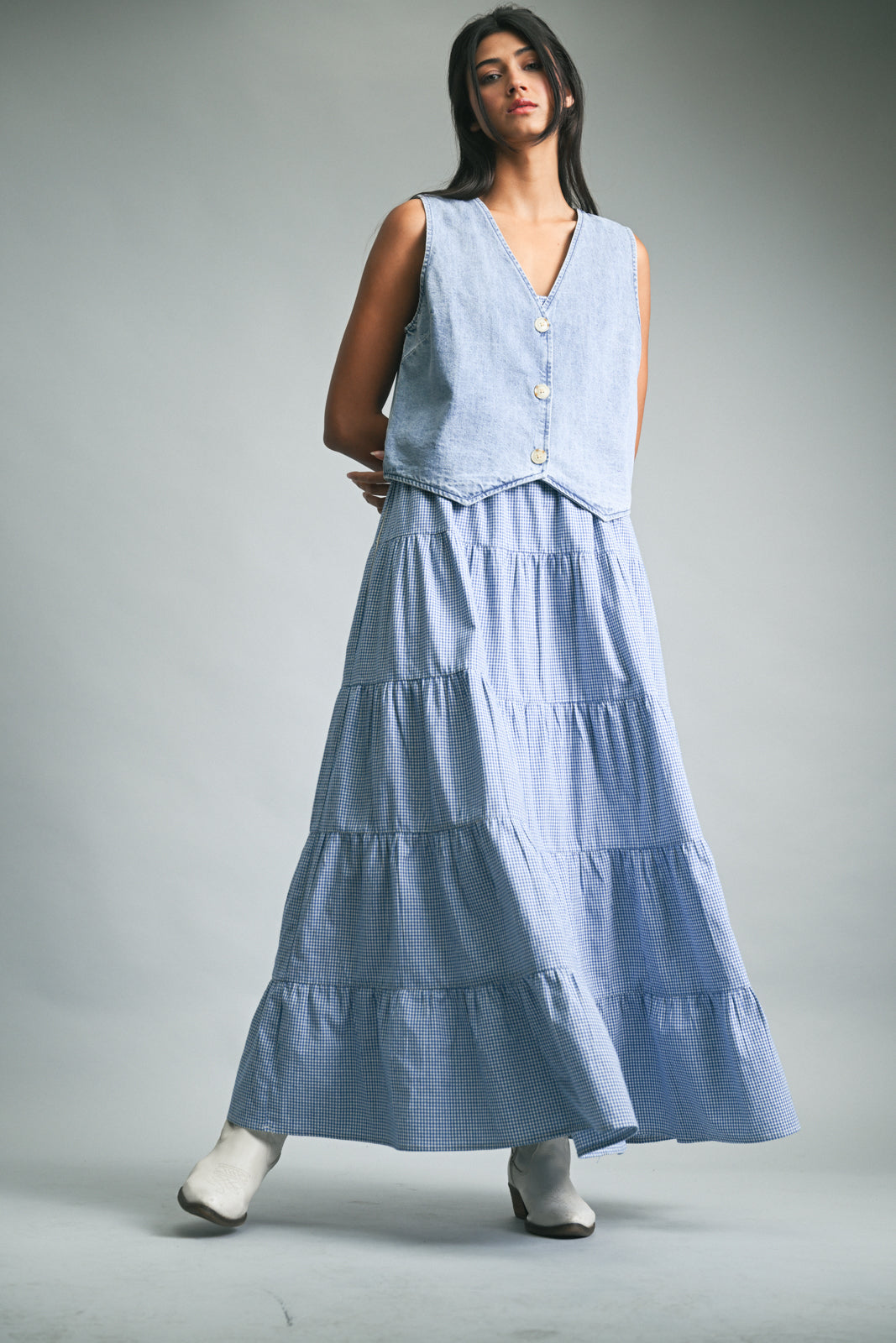 DENIM BUTTON-UP VEST