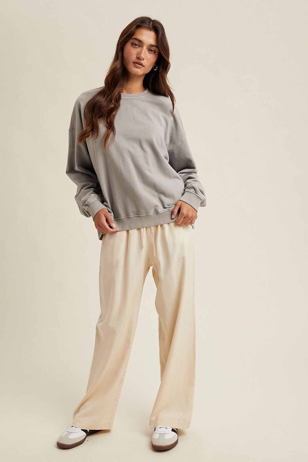 WASHED FRENCH TERRY SWEATSHIRT GREY