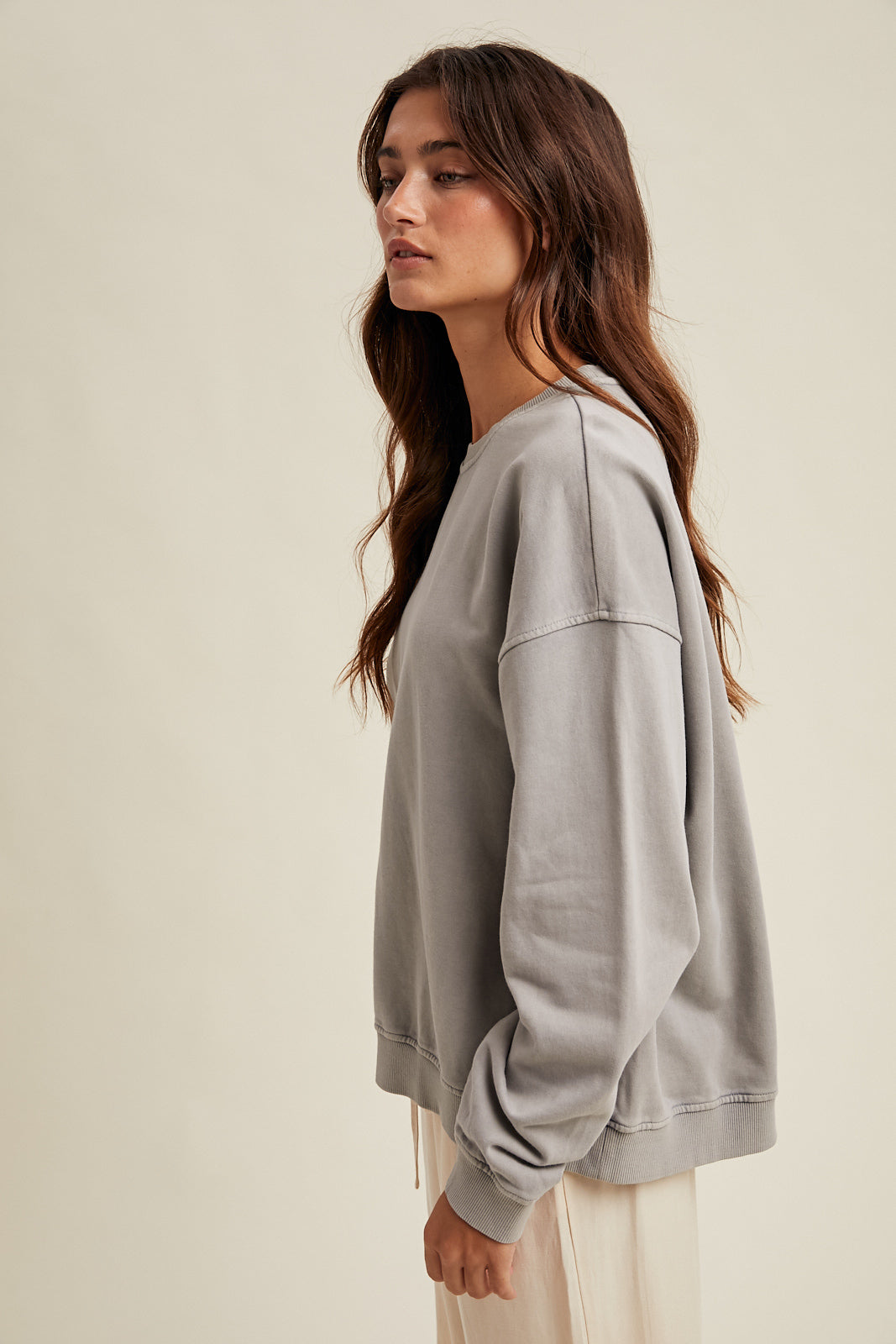 WASHED FRENCH TERRY SWEATSHIRT GREY