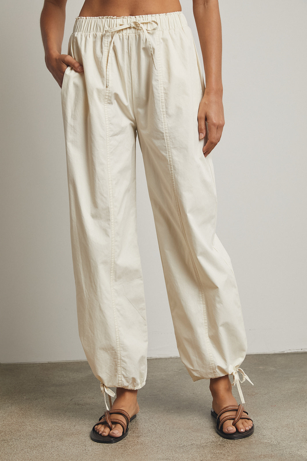 COTTON PARACHUTE PANTS ECRU