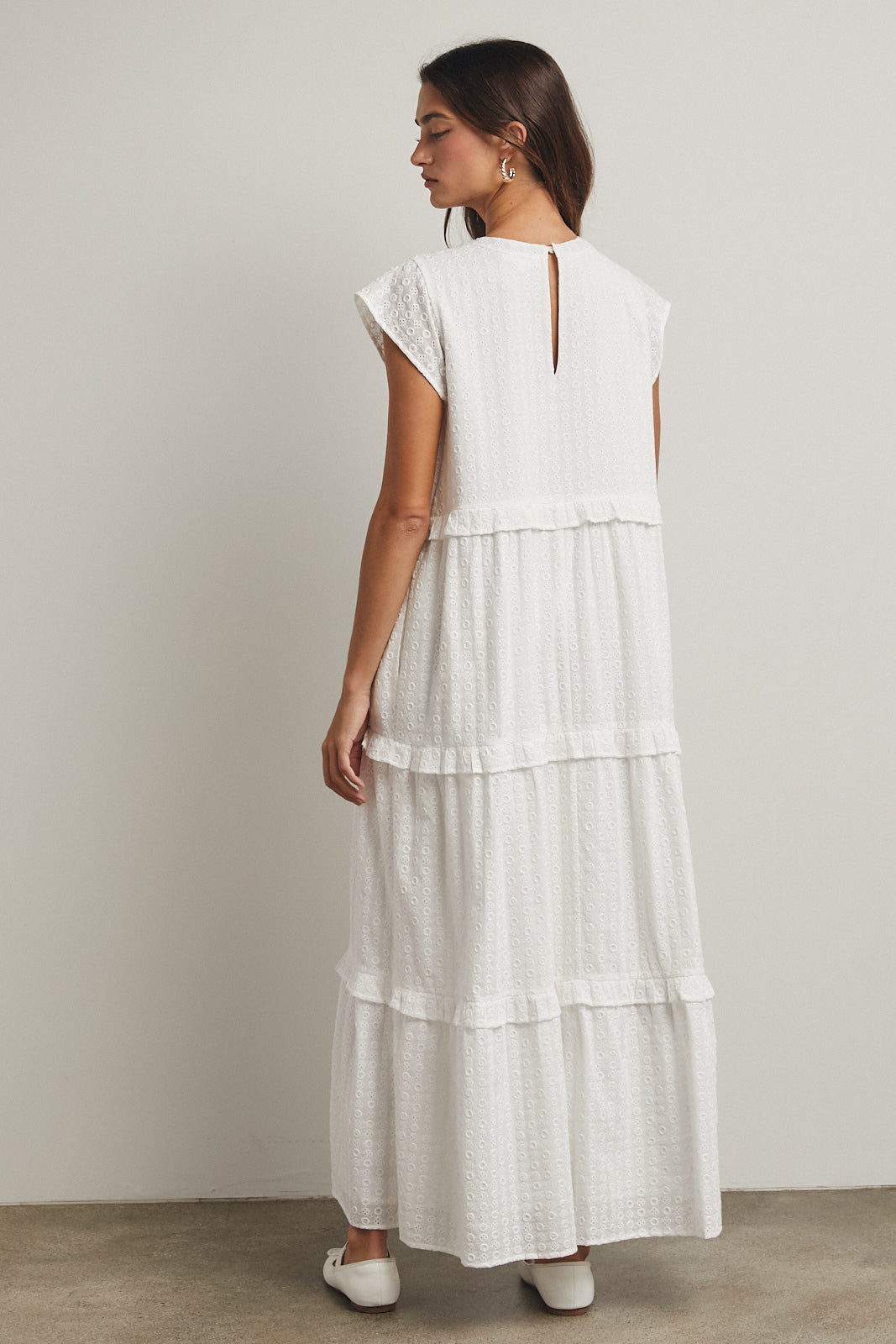 RUFFLE TIERED MAXI DRESS WHITE