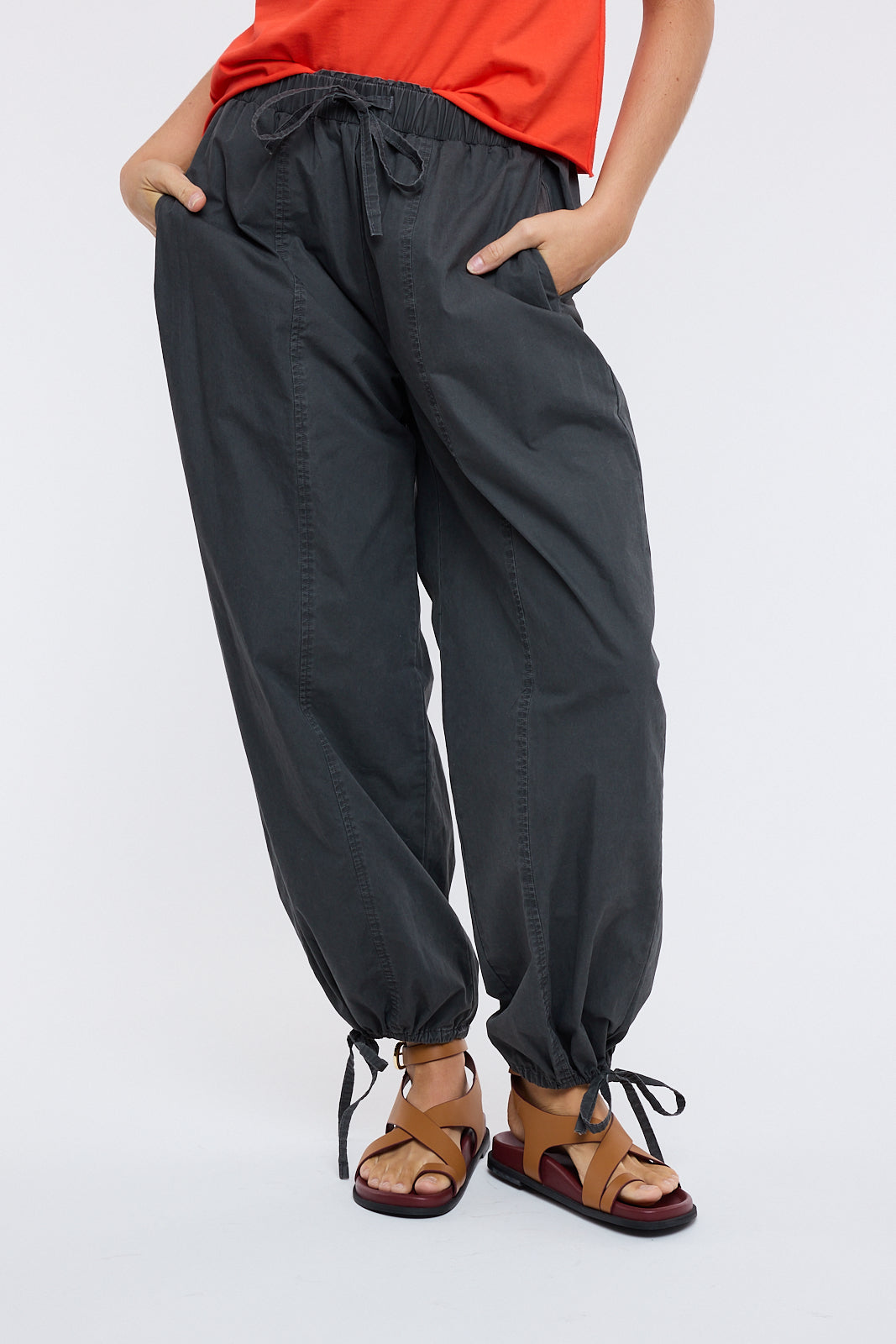 COTTON PARACHUTE PANTS CHARCOAL