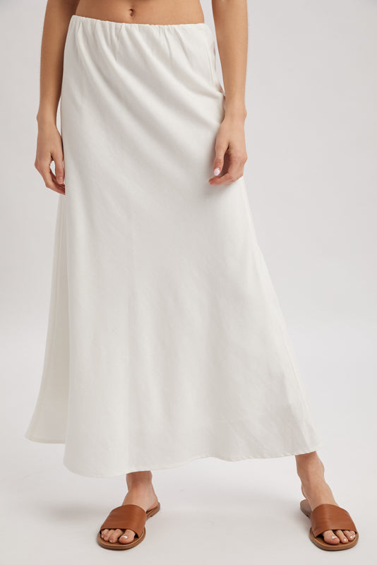 Basic A-line Midi Skirt White