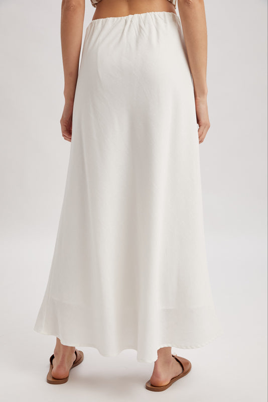 Basic A-line Midi Skirt White