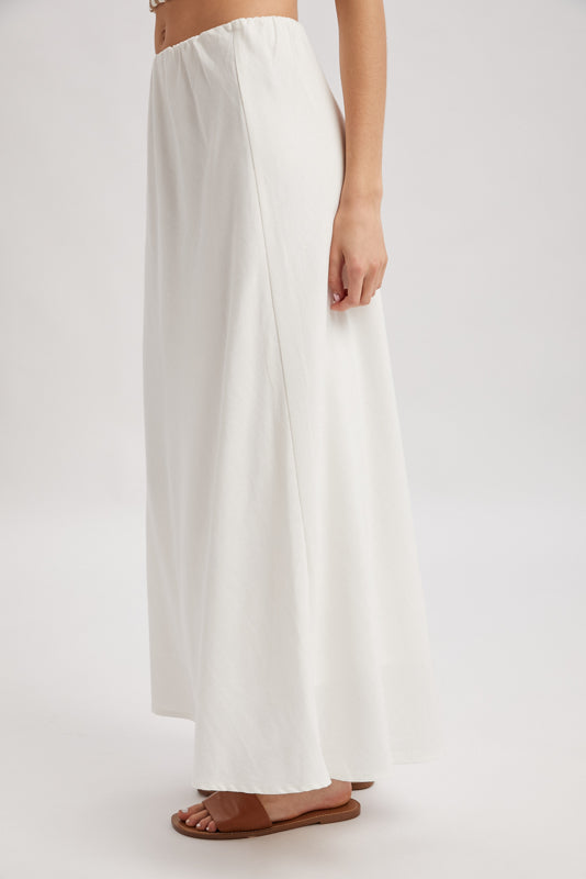 Basic A-line Midi Skirt White