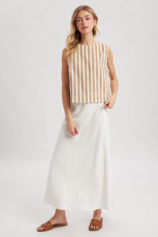 Basic A-line Midi Skirt White