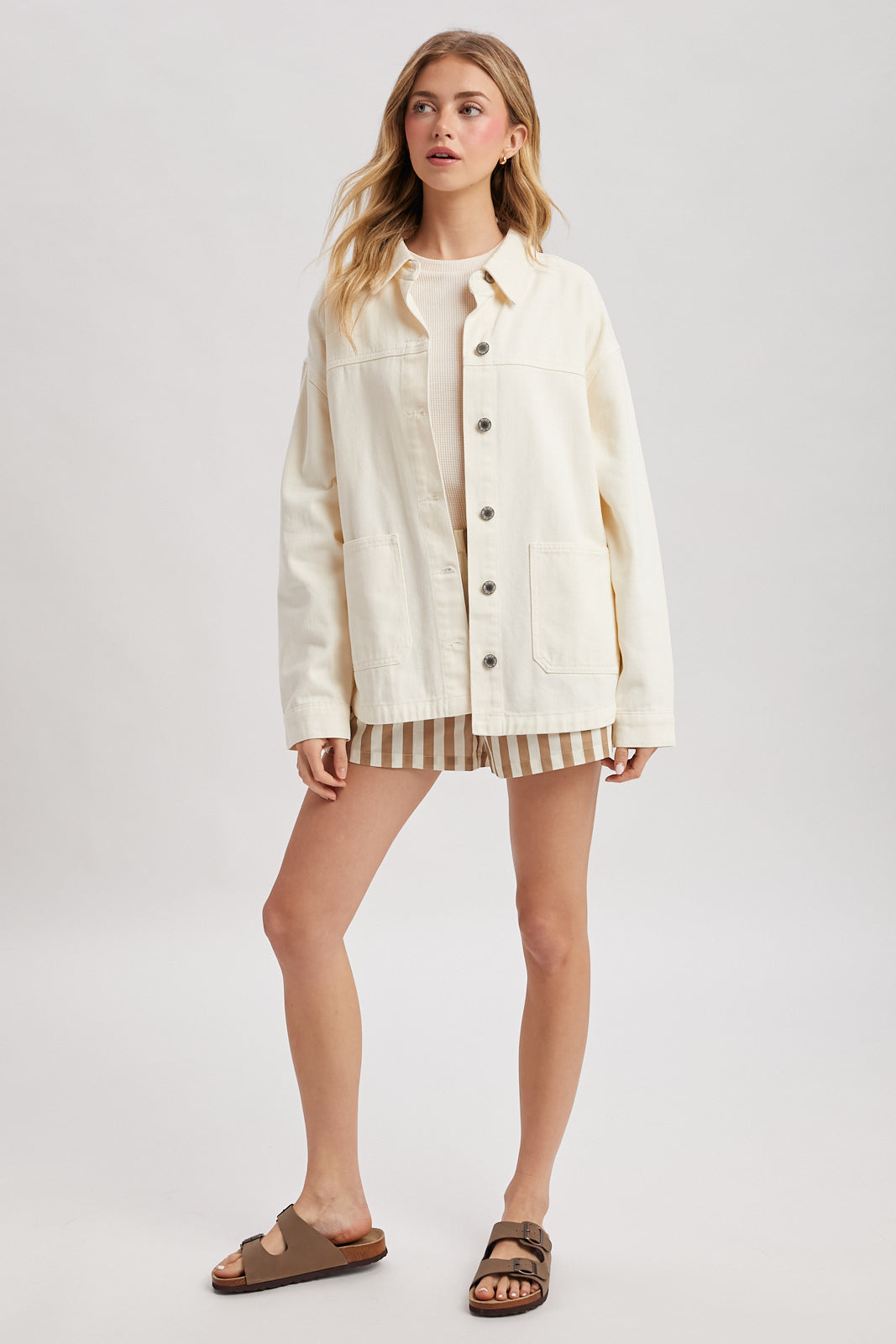 DENIM BUTTON-UP JACKET ECRU