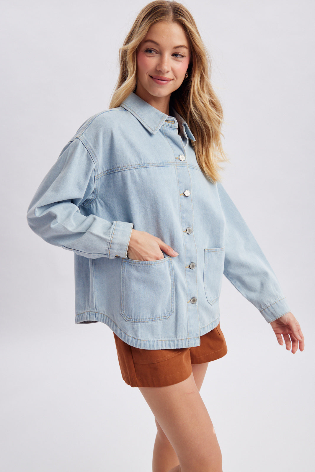 DENIM BUTTON-UP JACKET LIGHT DENIM