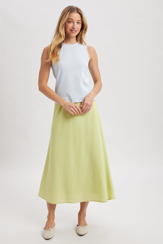 Basic A-line Midi Skirt Matcha
