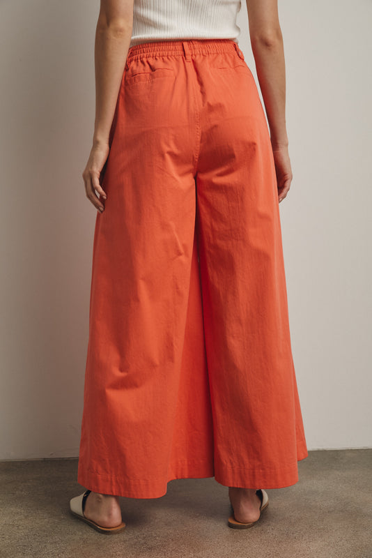 Wide Leg Drawstring Pants Papaya
