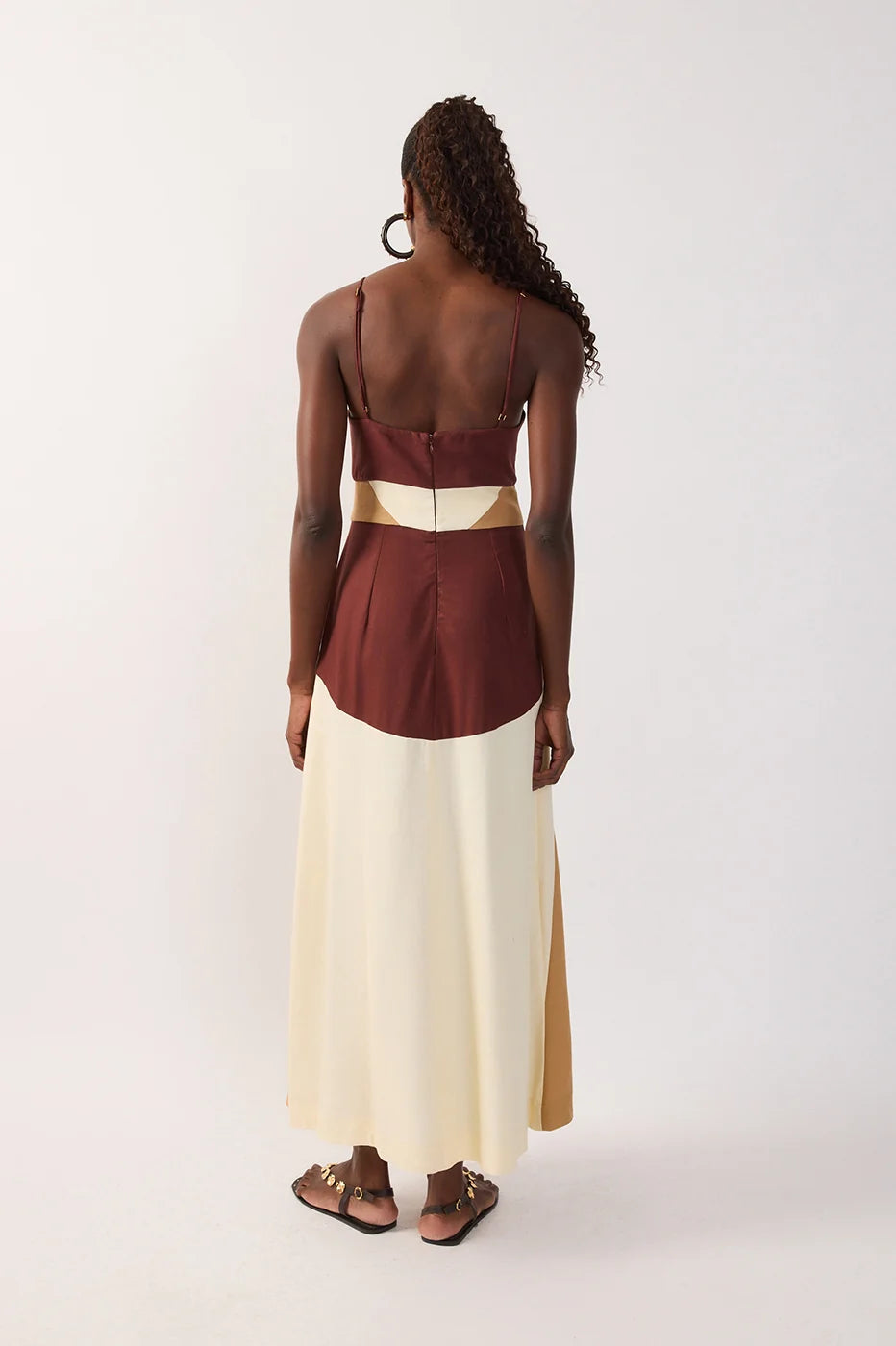 Multicolor Cut-Out Linen Maxi Dress