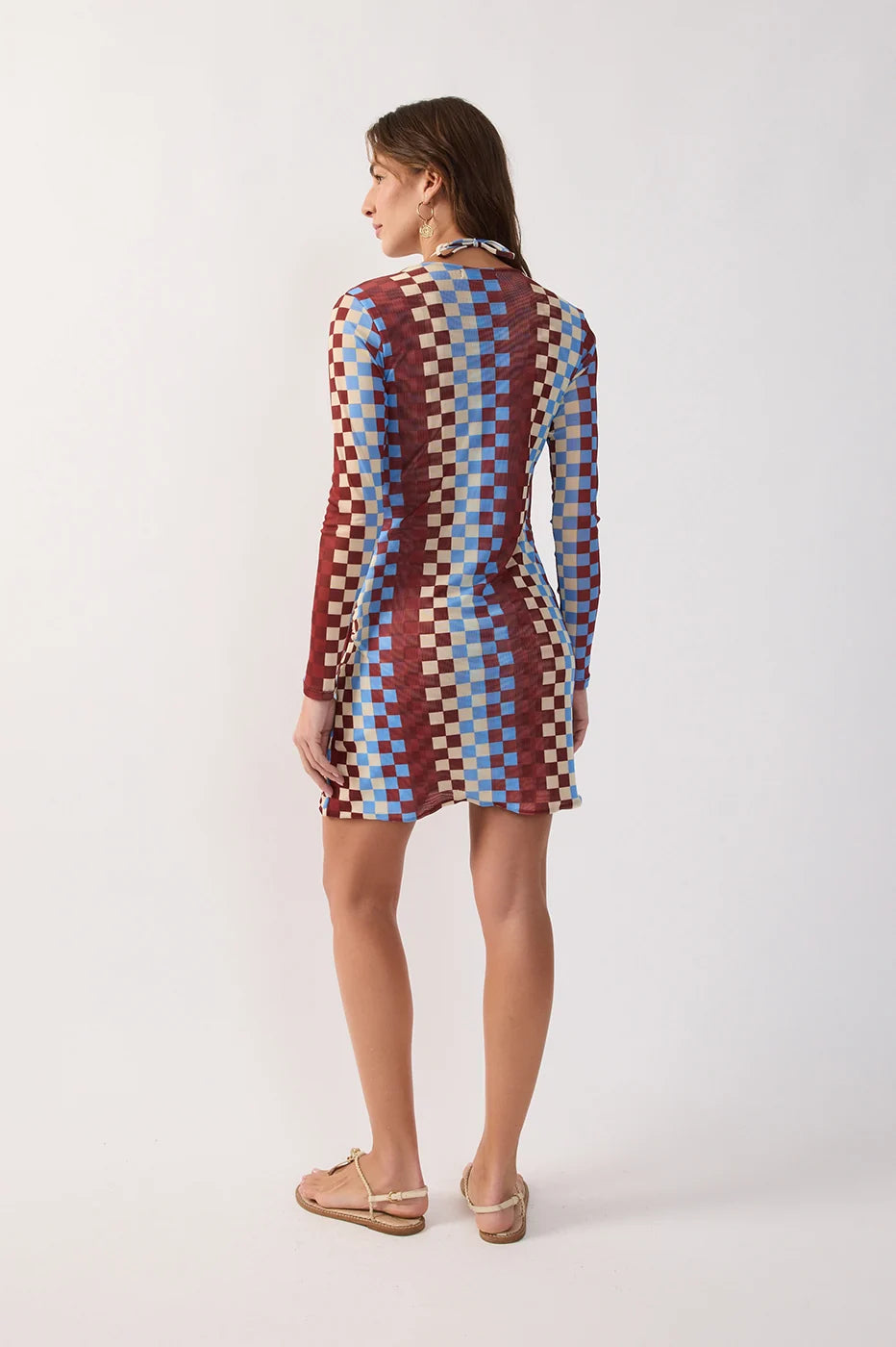 Multicolor V Neck Mini Dress