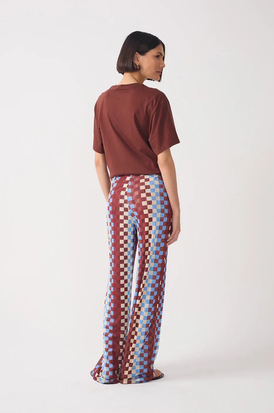 Multicolor Straight-Leg Mesh Pants