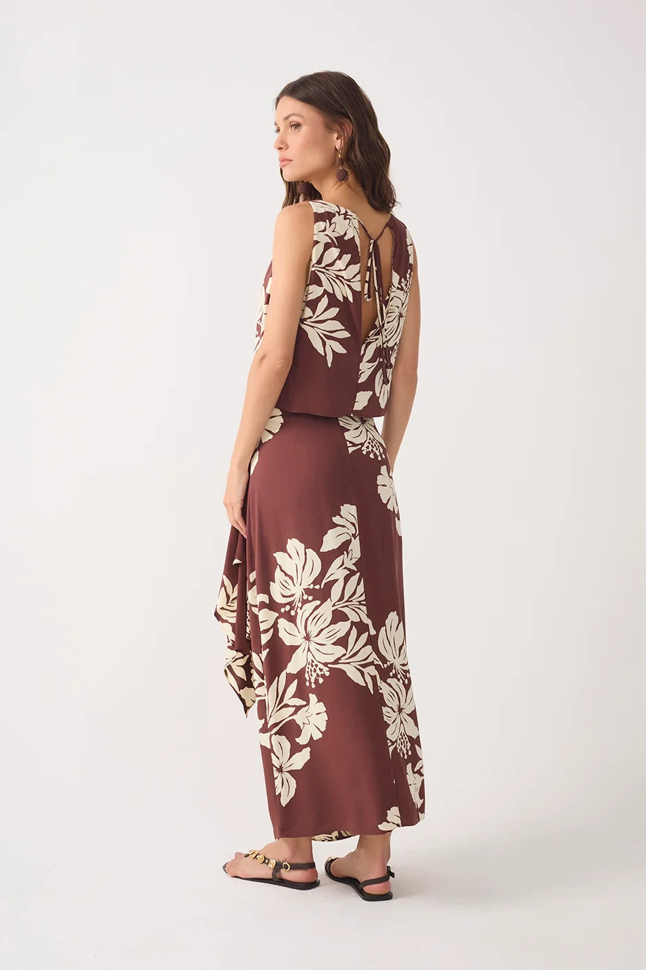 Brown Bela Flor Wrap Maxi Skirt