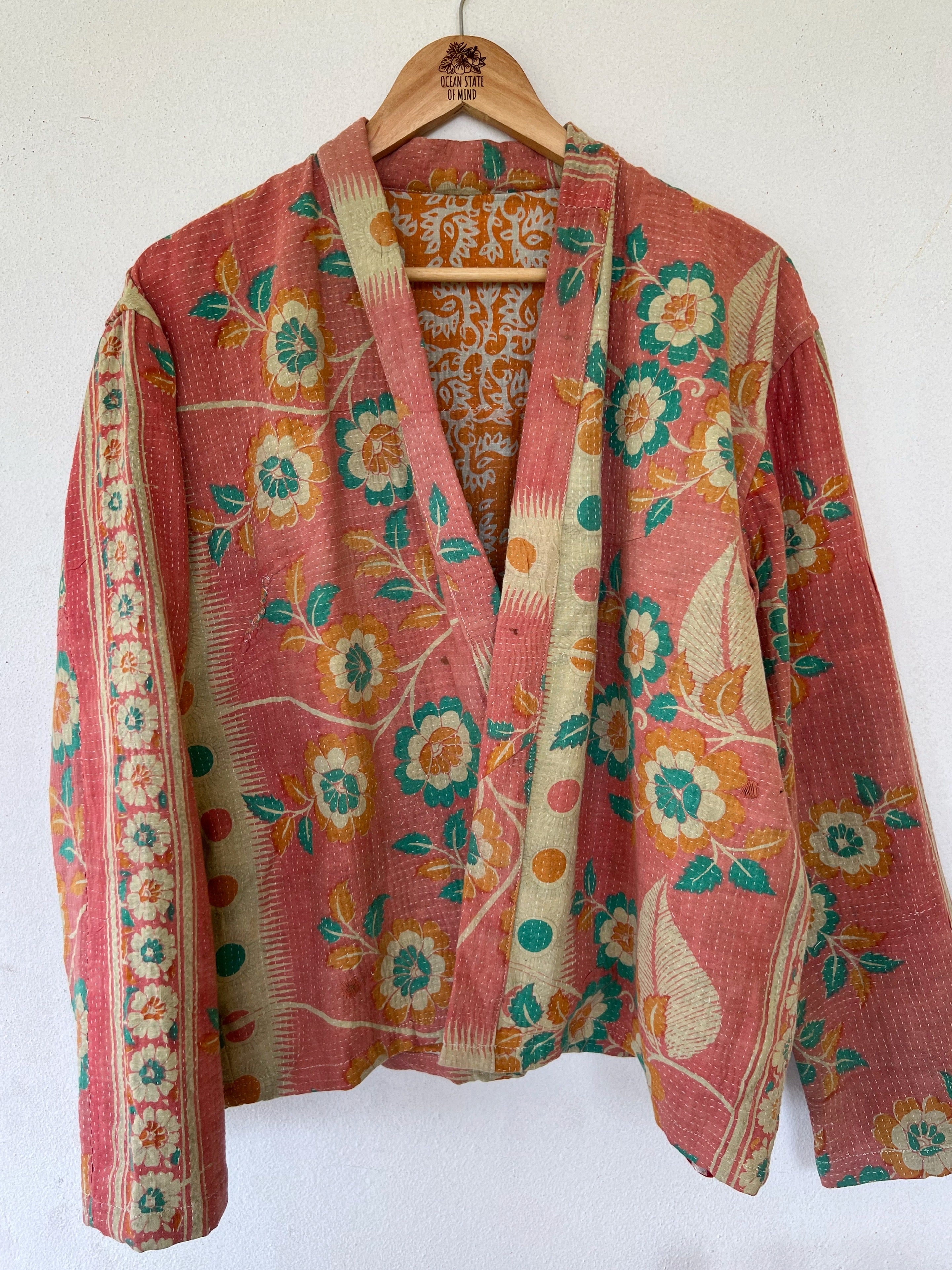 Cotton Kantha Crop Jacket