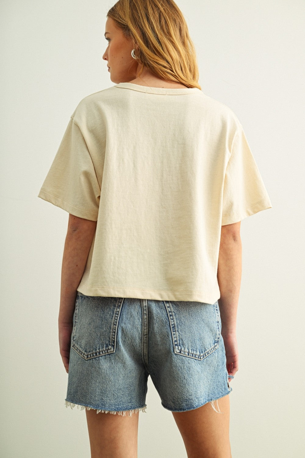 Short Sleeve Linen Knitted Top Oatmeal