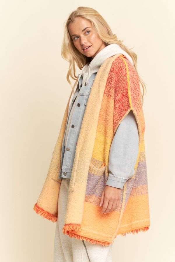 Striped Knit Layering Vest