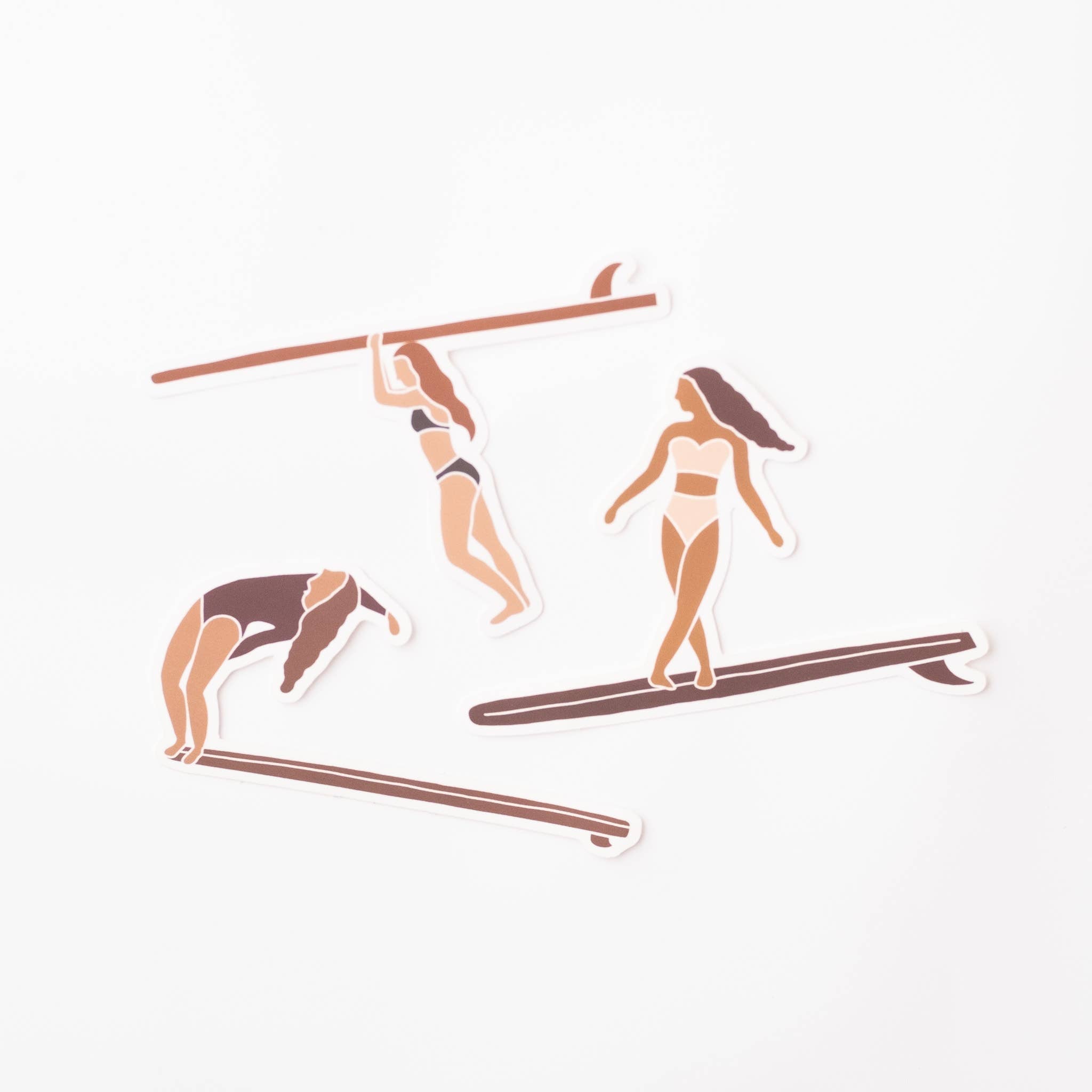 Surfer Girl Standing Vinyl Sticker