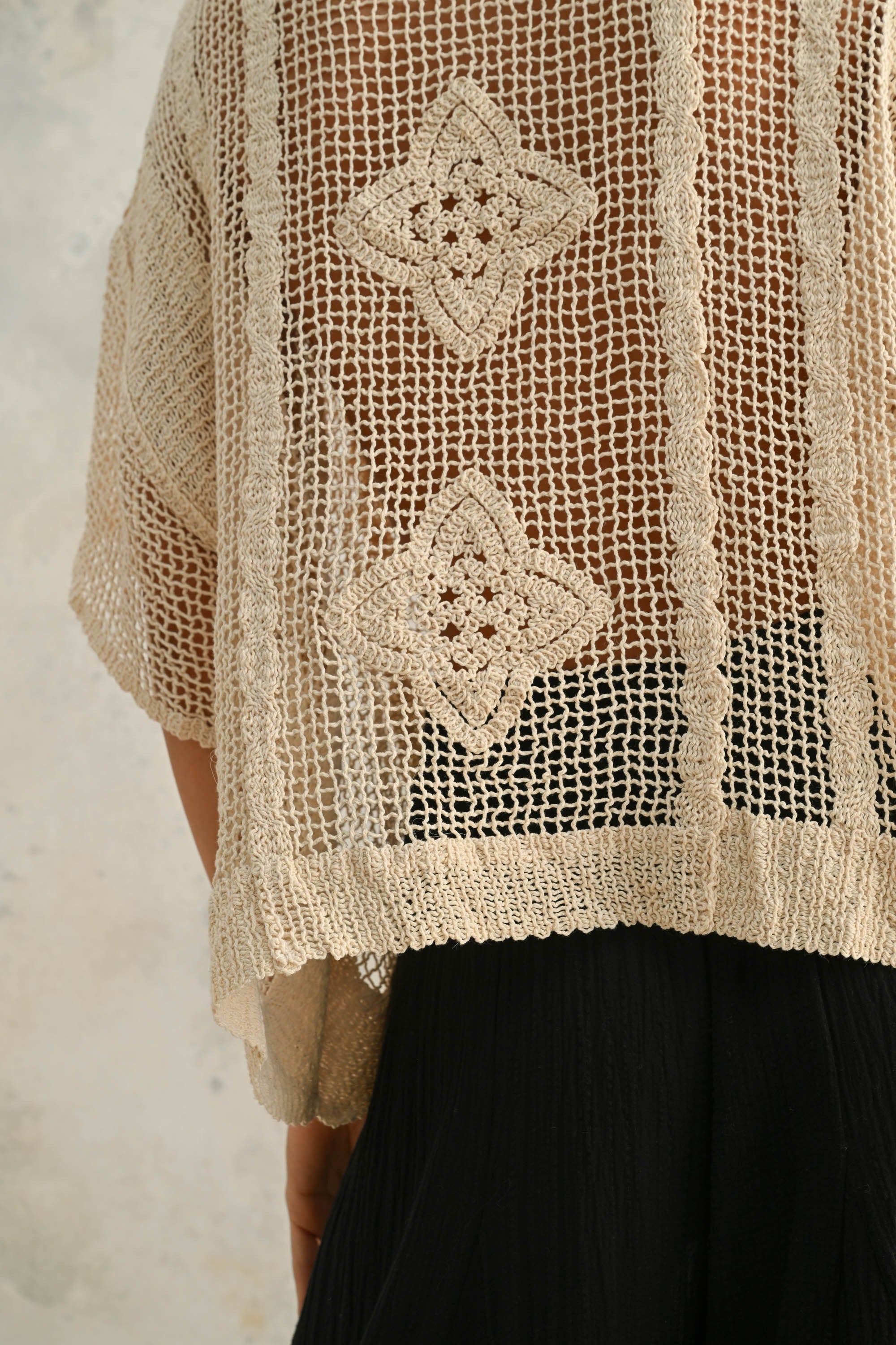 Crochet Knit Short Sleeve Top