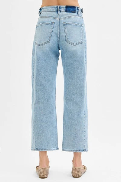 High Rise Crop Barrel Adjustable WB Jeans Stretchy