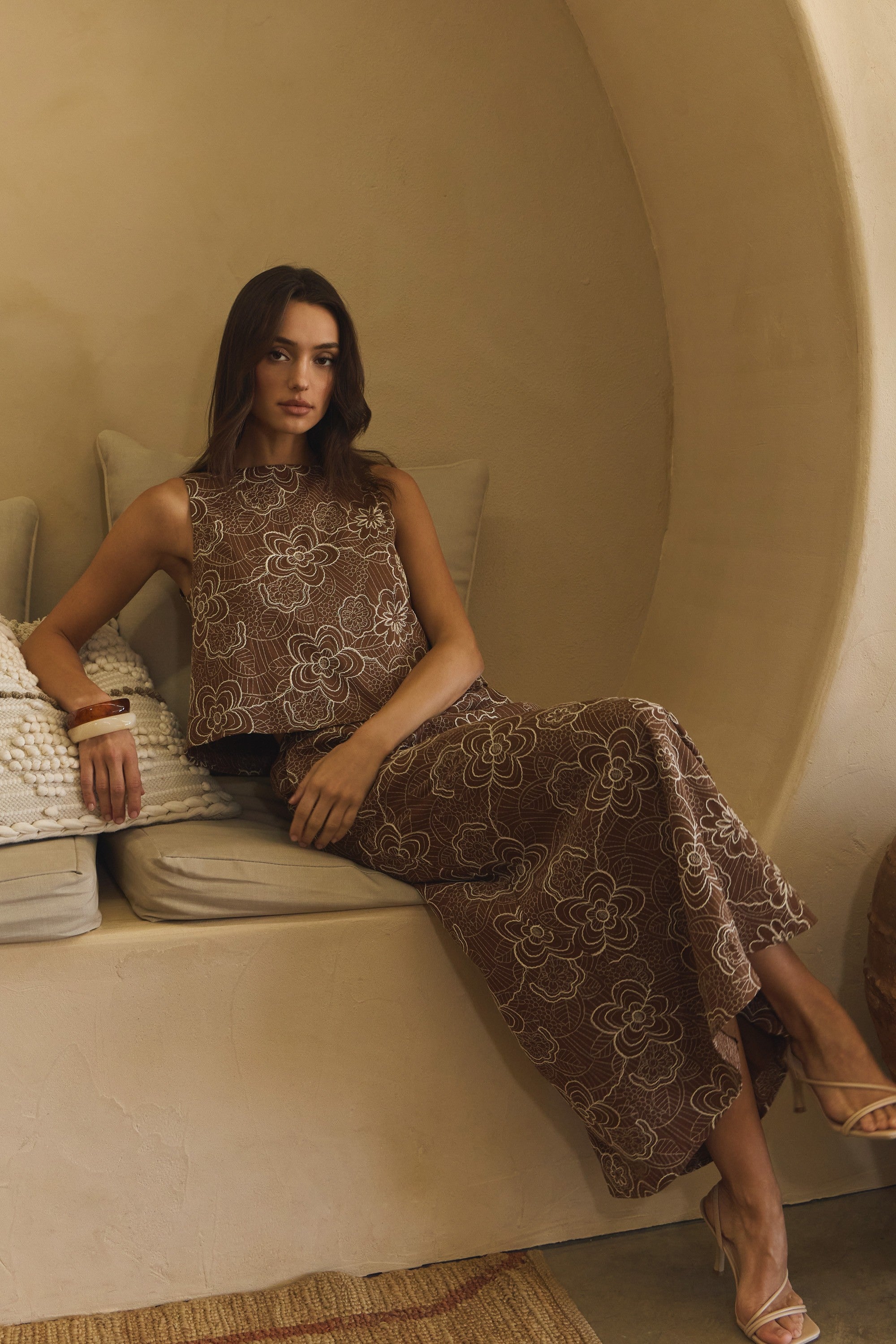 Chocolate Embroidered Skirt