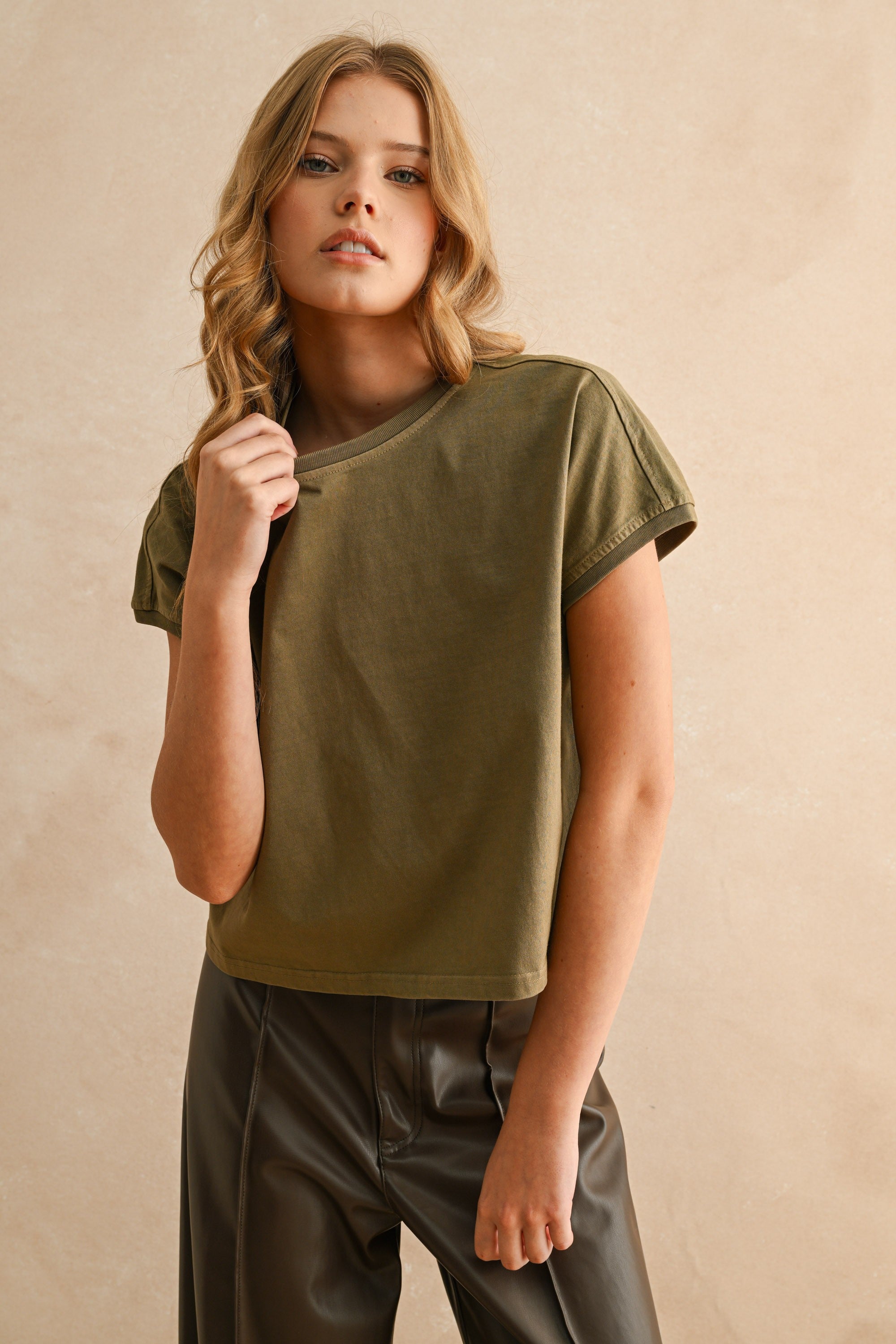 Cotton Washed Short Sleeve Top
