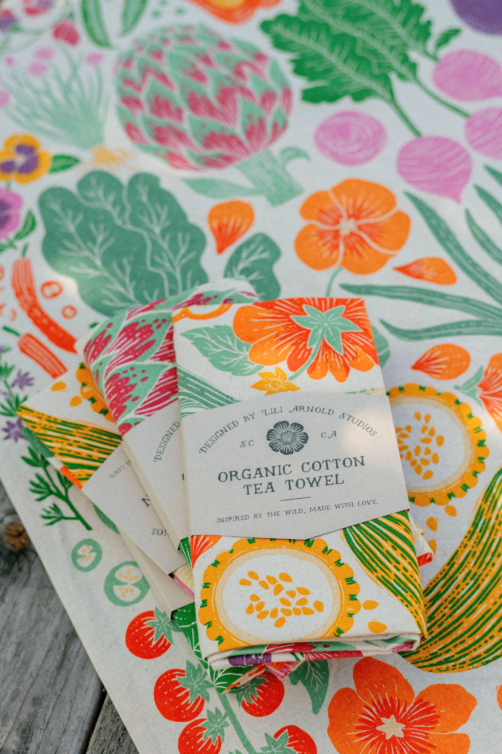 Organic Cotton Tea Towel - Veggie Garden